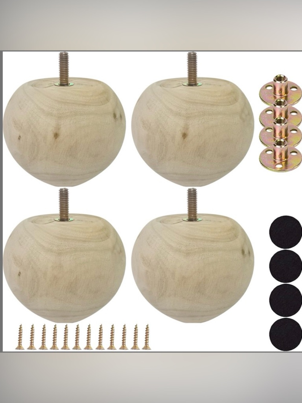 Btibpse 3 Inch Wooden Sofa Legs Solid Wood